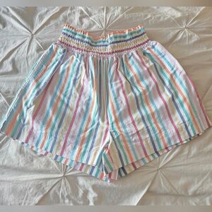 NWOT Vine & Love Rainbow Stripe Cotton Shorts Elastic Waist